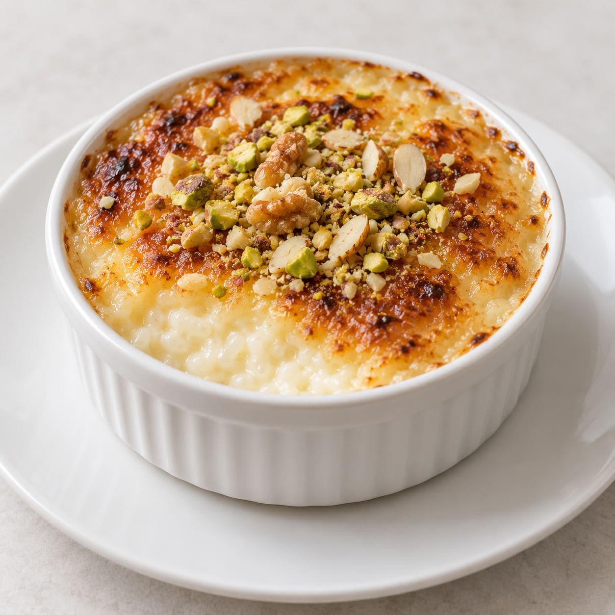 طاجن أرز بلبن مكسرات
